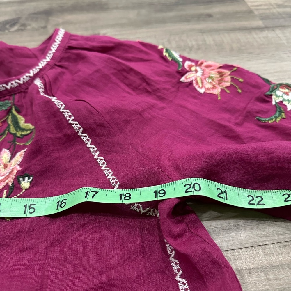 Sundance Plum Catalog Shayda Embroidered Blouse Petite Small - Picture 7 of 7